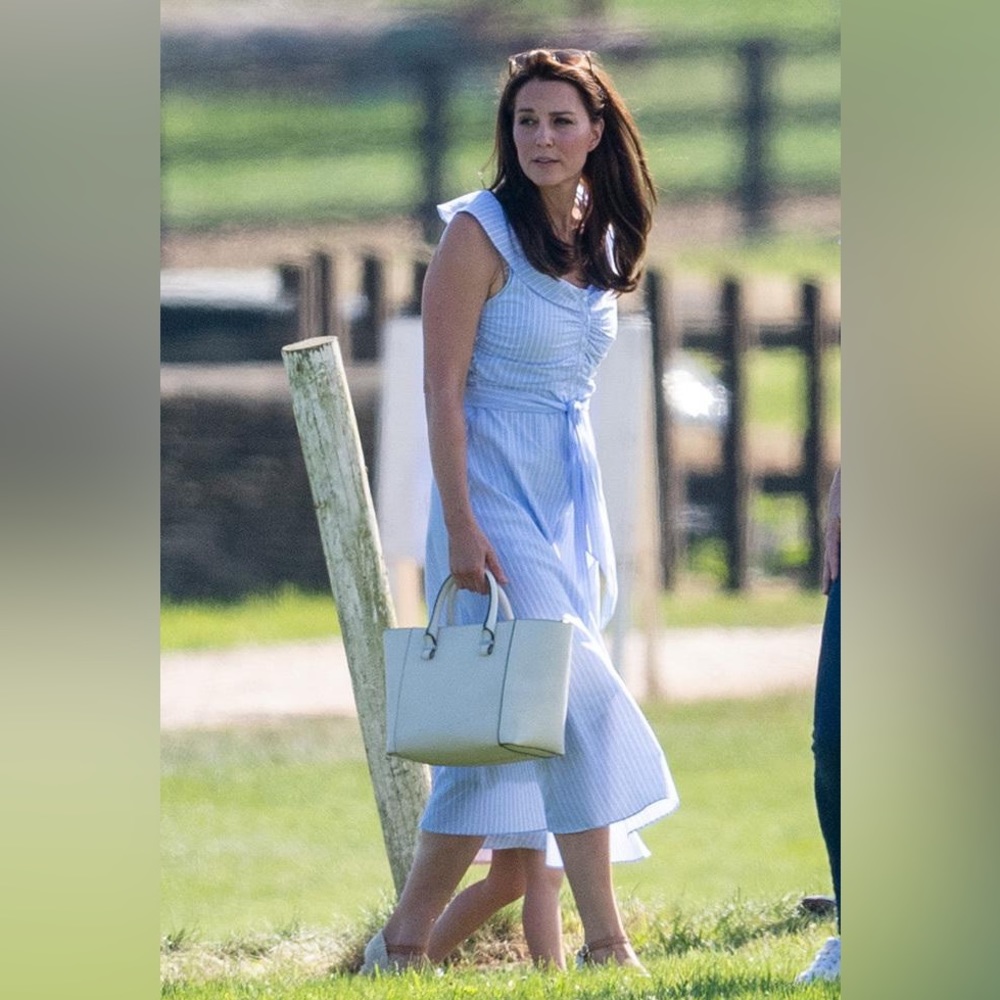 NWT Zara Blue Striped Off The Shoulder Midi Dress Kate Middleton